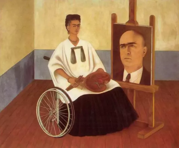 Autorretrato com o Retrato do Doutor Farill (1951) - Pintura de Frida Kahlo